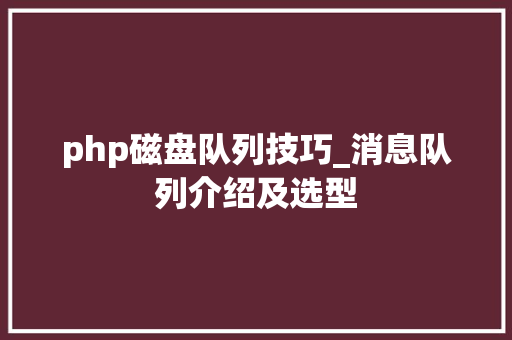 php磁盘队列技巧_消息队列介绍及选型