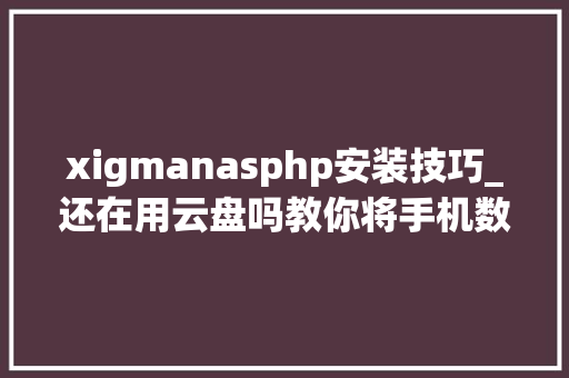 xigmanasphp安装技巧_还在用云盘吗教你将手机数据备份到 XigmaNAS