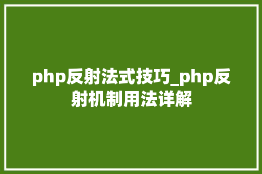 php反射法式技巧_php反射机制用法详解