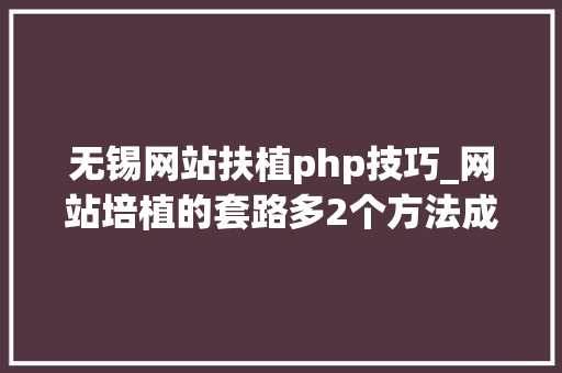 无锡网站扶植php技巧_网站培植的套路多2个方法成为网站专家