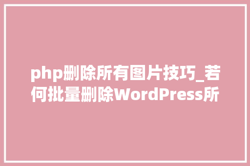 php删除所有图片技巧_若何批量删除WordPress所有文章的特色图像