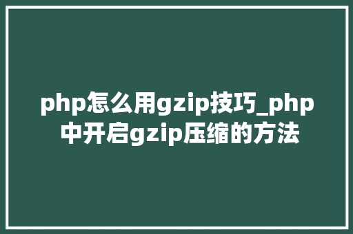 php怎么用gzip技巧_php 中开启gzip压缩的方法