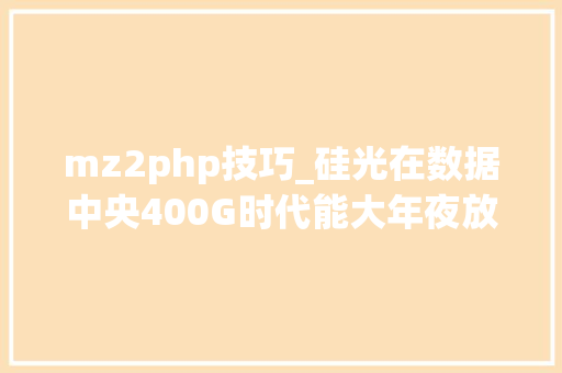 mz2php技巧_硅光在数据中央400G时代能大年夜放异彩吗