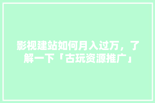 影视建站如何月入过万，了解一下「古玩资源推广」