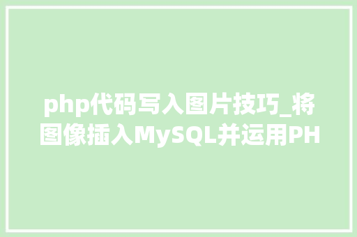 php代码写入图片技巧_将图像插入MySQL并运用PHP检索图像