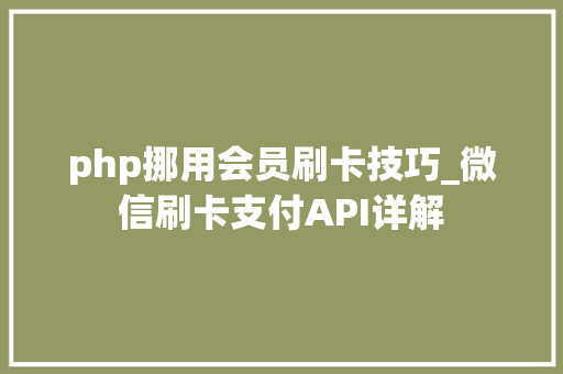 php挪用会员刷卡技巧_微信刷卡支付API详解
