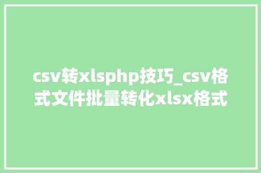 csv转xlsphp技巧_csv格式文件批量转化xlsx格式