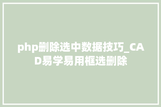 php删除选中数据技巧_CAD易学易用框选删除