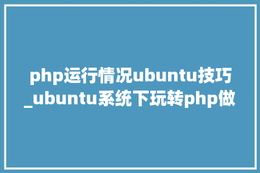 php运行情况ubuntu技巧_ubuntu系统下玩转php做事器情形