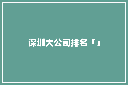 深圳大公司排名「」