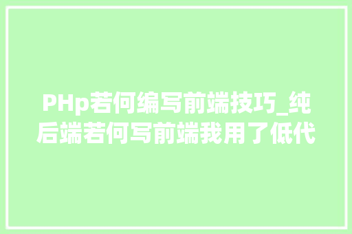 PHp若何编写前端技巧_纯后端若何写前端我用了低代码平台