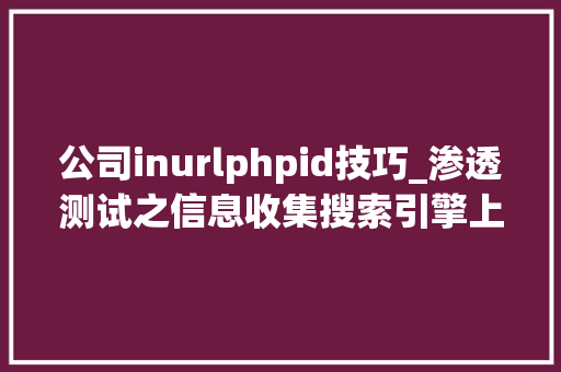 公司inurlphpid技巧_渗透测试之信息收集搜索引擎上