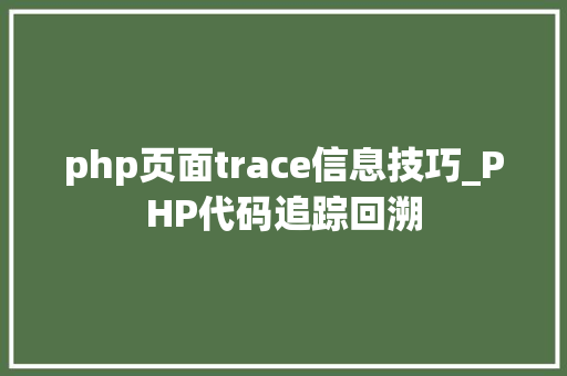 php页面trace信息技巧_PHP代码追踪回溯