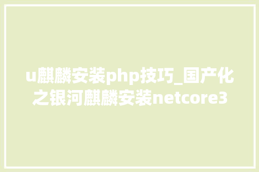 u麒麟安装php技巧_国产化之银河麒麟安装netcore31手动安装