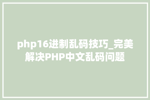 php16进制乱码技巧_完美解决PHP中文乱码问题