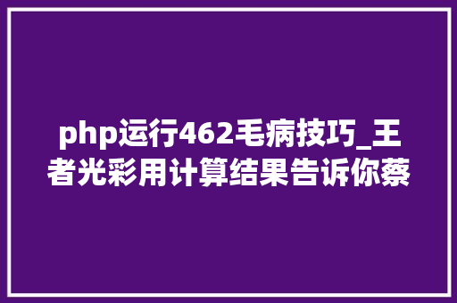 php运行462毛病技巧_王者光彩用计算结果告诉你蔡文姬装备和铭文应该若何选择