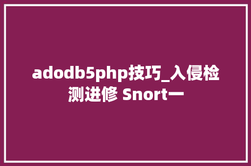 adodb5php技巧_入侵检测进修 Snort一