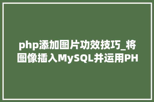 php添加图片功效技巧_将图像插入MySQL并运用PHP检索图像