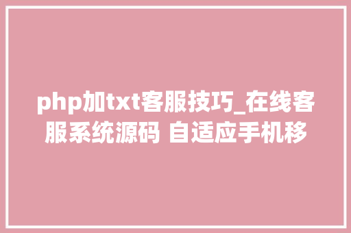 php加txt客服技巧_在线客服系统源码 自适应手机移动端 支持多商家 带搭建教程