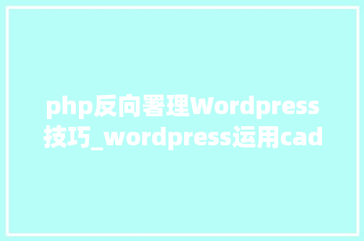 php反向署理Wordpress技巧_wordpress运用caddy反向代理