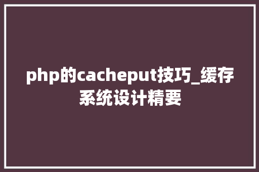 php的cacheput技巧_缓存系统设计精要