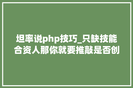 坦率说php技巧_只缺技能合资人那你就要推敲是否创业了