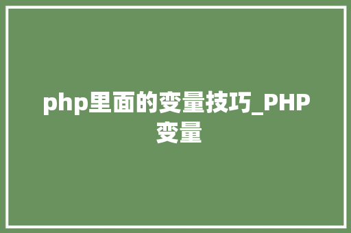 php里面的变量技巧_PHP 变量