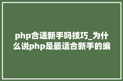 php合适新手吗技巧_为什么说php是最适合新手的编程措辞