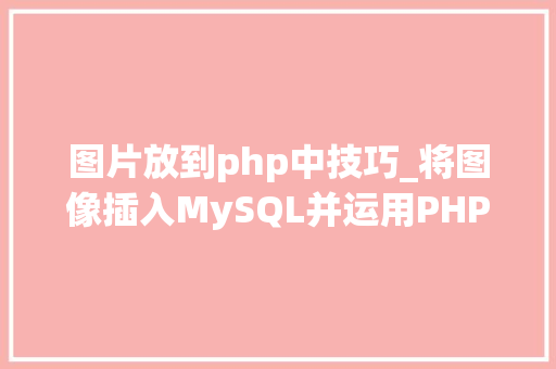 图片放到php中技巧_将图像插入MySQL并运用PHP检索图像