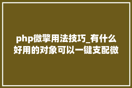 php微擎用法技巧_有什么好用的对象可以一键支配微擎系统