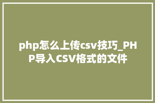 php怎么上传csv技巧_PHP导入CSV格式的文件