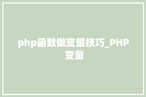 php函数做变量技巧_PHP 变量