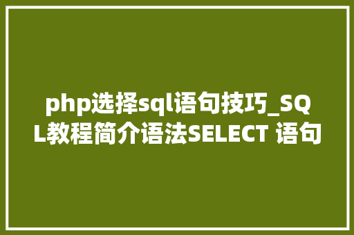php选择sql语句技巧_SQL教程简介语法SELECT 语句SELECT DISTINCT 语句