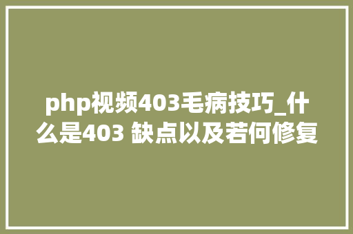 php视频403毛病技巧_什么是403 缺点以及若何修复它
