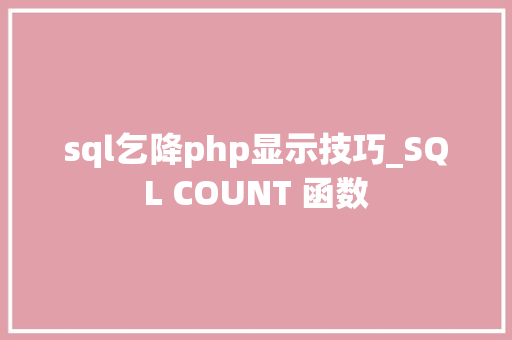 sql乞降php显示技巧_SQL COUNT 函数