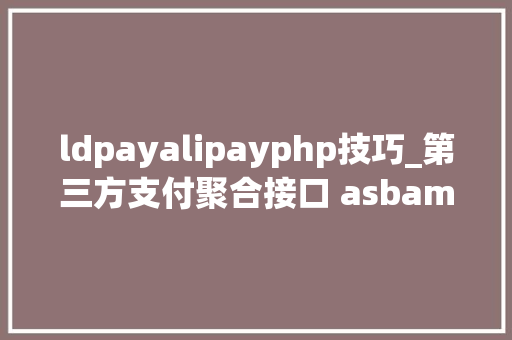 ldpayalipayphp技巧_第三方支付聚合接口 asbambooopenpay
