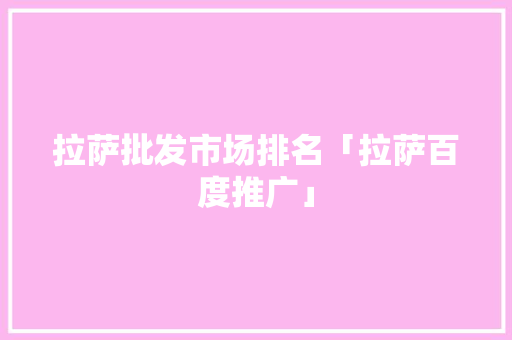 拉萨批发市场排名「拉萨百度推广」