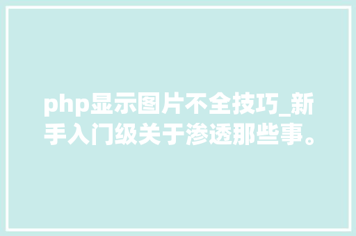 php显示图片不全技巧_新手入门级关于渗透那些事。