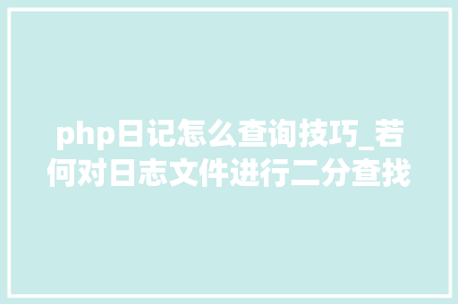 php日记怎么查询技巧_若何对日志文件进行二分查找二分查找对象timecat介绍