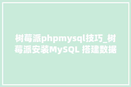 树莓派phpmysql技巧_树莓派安装MySQL 搭建数据库