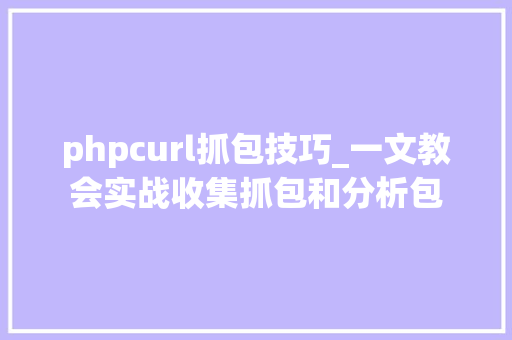 phpcurl抓包技巧_一文教会实战收集抓包和分析包