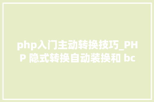 php入门主动转换技巧_PHP 隐式转换自动装换和 bc 精度函数