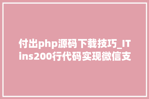 付出php源码下载技巧_ITins200行代码实现微信支付号支付不再踩坑附demo
