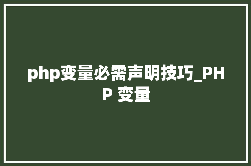 php变量必需声明技巧_PHP 变量