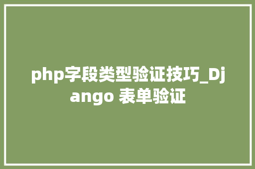 php字段类型验证技巧_Django 表单验证