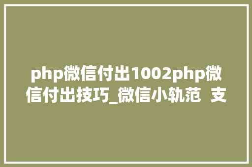 php微信付出1002php微信付出技巧_微信小轨范 支付篇 php微信付出1002php微信付出技巧_微信小轨范 支付篇