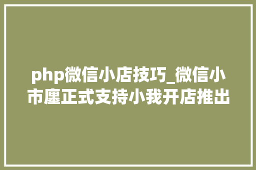 php微信小店技巧_微信小市廛正式支持小我开店推出开放组件和多项新能力