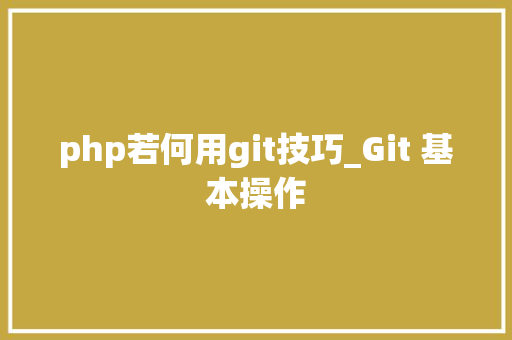 php若何用git技巧_Git 基本操作