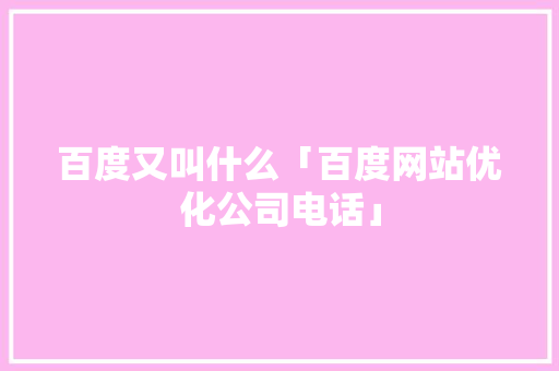 百度又叫什么「百度网站优化公司电话」