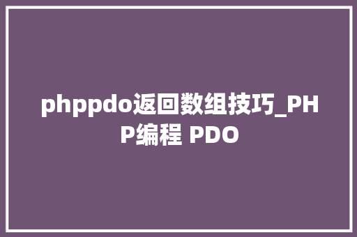 phppdo返回数组技巧_PHP编程 PDO